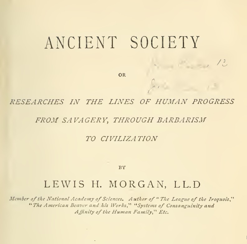 Page de titre d’Ancient Society de Lewis H. Morgan, 1877